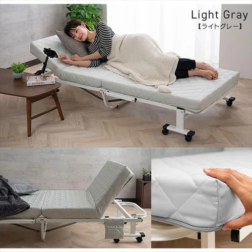 ベッド シングル 折り畳み 42段階リクライニング 厚さ10cm ライトグレー_16
