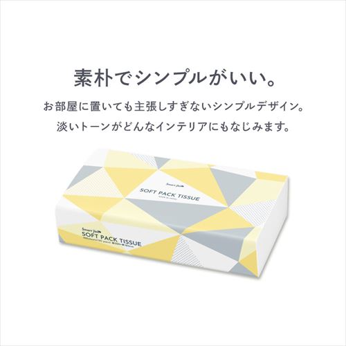 25パック】 ティッシュ ソフトパック 300枚 (150組) 5パック×5 国産