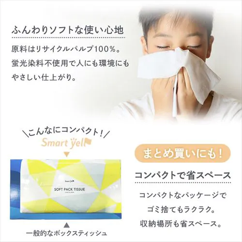 【25パック】 ティッシュ ソフトパック 300枚 (150組) 5パック×5 国産_6