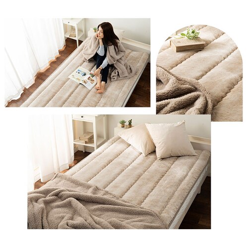 敷きパッド シングル アクリル100% 洗濯可 ベージュ _3