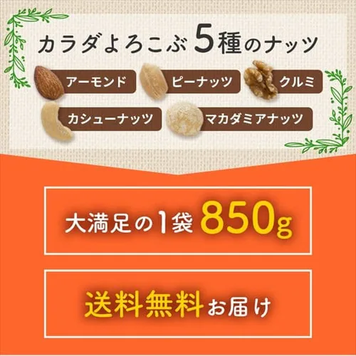 ミックスナッツ 5種 有塩850g【代引き不可】_3