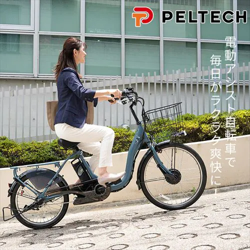 電動自転車 子ども乗せ チャイルドシート付き PELTECH 24インチ ライト カゴ付き グレー【代引き不可】_15