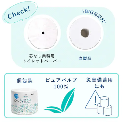 トイレットペーパー シングル 16ロール 芯なし再生紙_6