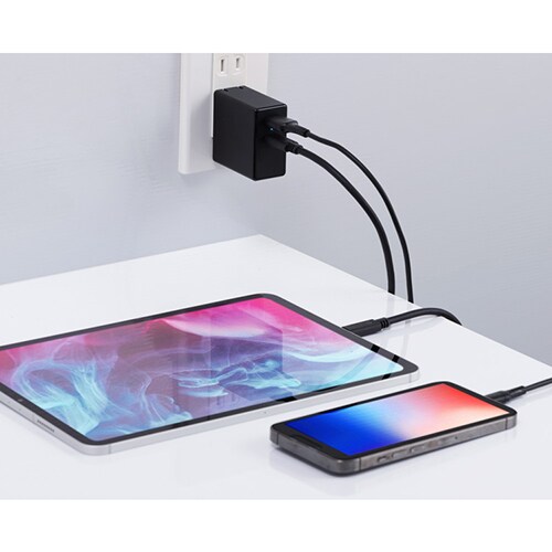 充電器 USB 2ポート IQC-C652-B ブラック (Type-A/ Type-C) 7256790