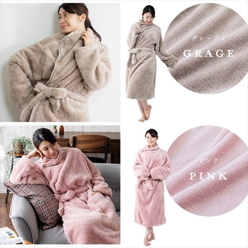 Blanko 着る毛布 115cm丈 マイクロミンクファー 洗濯可 ブラウン