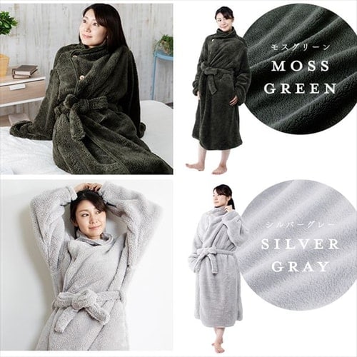 Blanko 着る毛布 115cm丈 マイクロミンクファー 洗濯可 ブラウン