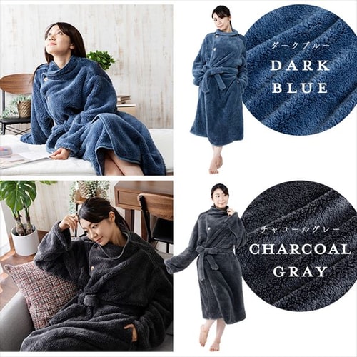 Blanko 着る毛布 115cm丈 マイクロミンクファー 洗濯可 ブラウン