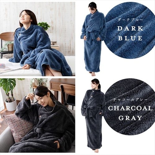 Blanko 着る毛布 140cm丈 マイクロミンクファー 洗濯可 ブラウン