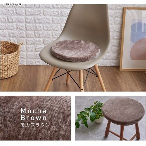 円形チェアクッション 直径35cm フランネル生地 洗濯可 ライトグレー _15