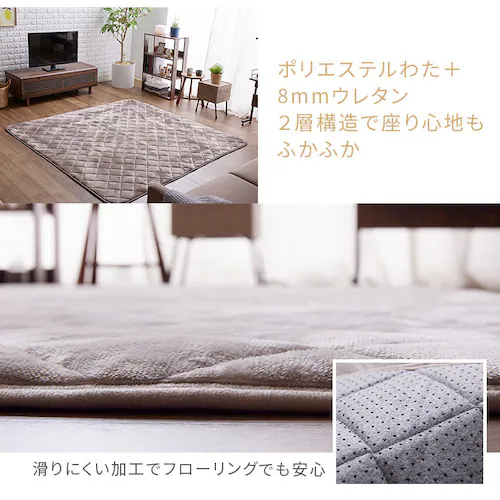 【2点】こたつ布団 敷き布団セット 正方形 185×185cm リバーシブル モカブラウン _7