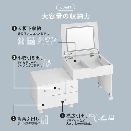 コスメワゴン ホワイト【代引き不可】 7259326│アイリスオーヤマ公式