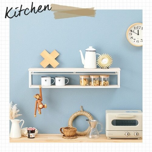 ウォールシェルフ 幅78cm 壁掛けラック KR-3861 ホワイトウォッシュ【時間指定不可】【プラザセレクト】 【直送】【代引き不可】_5