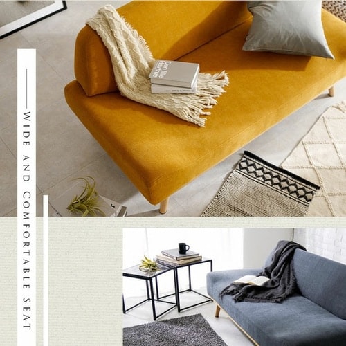 ソファ 2人掛け 2P-MYE マスタードイエロー 【代引き不可】 7259354