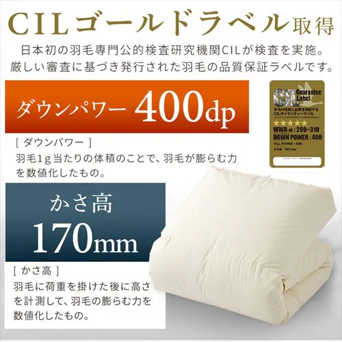羽毛布団 シングル ハンガリー産 GGD93% 400dp 1.0kg ベージュ 【直送】 【代引き不可】_9