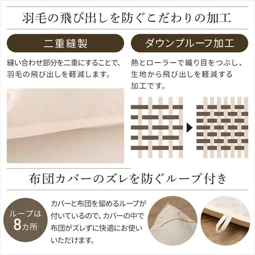羽毛布団 シングル ハンガリー産 GGD93% 400dp 1.0kg ベージュ 【直送】 【代引き不可】_19