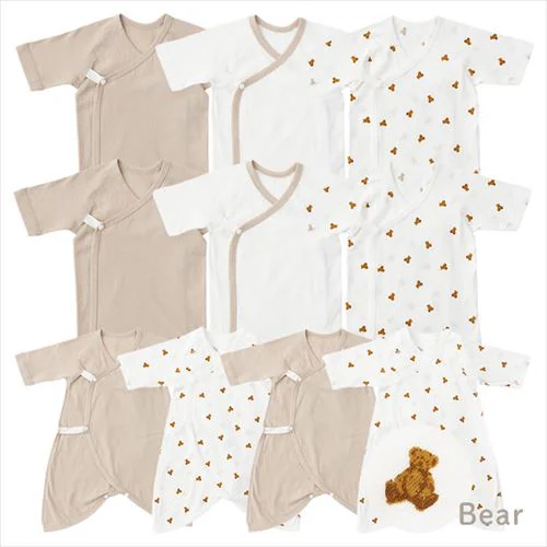 新生児肌着10枚組 くま(グレージュ)_4
