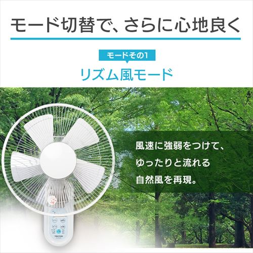 扇風機 壁掛け 左右首振り リモコン付 テクノス IR-WF33R ホワイト