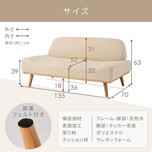 ソファ 2人掛け リンドラ アームレス ライトグレー 7265563 │アイリス