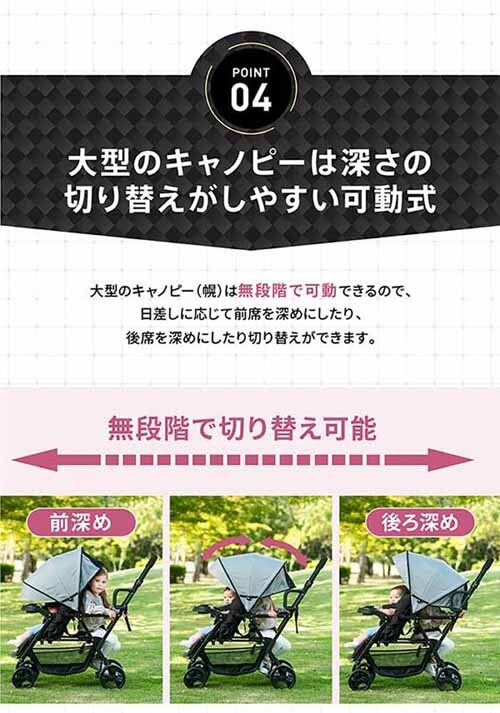 Nebio アミティエF 2人乗り ベビーカー ブラック 7268124 │アイリス