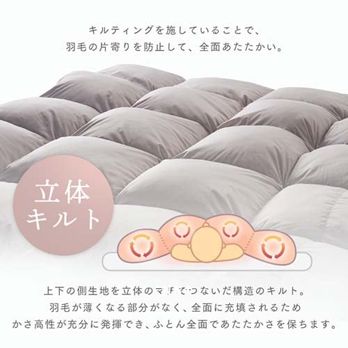 羽毛掛け布団 セミダブル ロング ダウン80％ 高補湿・透湿 アイボリー
