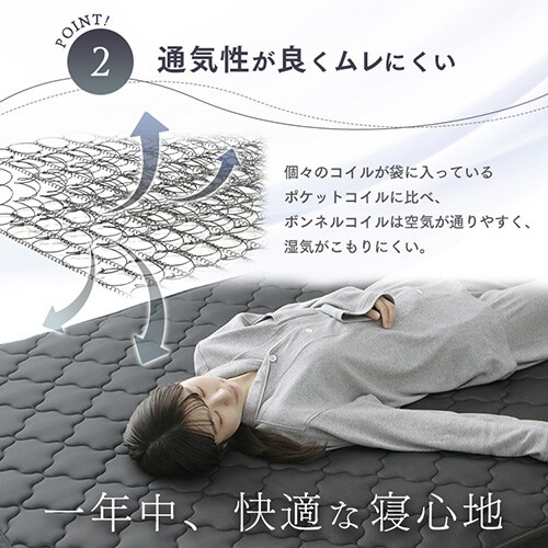 マットレス セミダブル ボンネルコイル 厚さ14cm ブラック 7269414