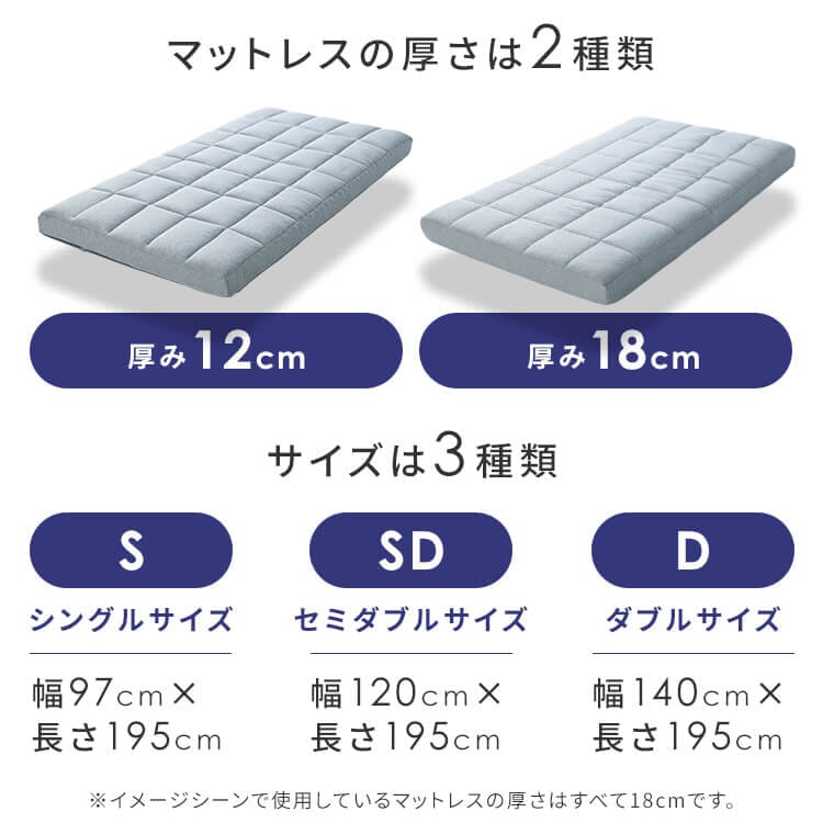 Fucca ふとん屋さんマットレス グレー 厚さ12cm N2407M12S-GY シングル