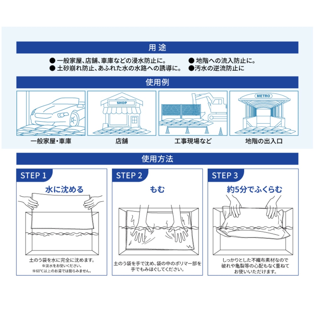 吸水式簡易土のう　10枚入　KO375 中国製　6セット 土のう 吸水式 簡易土のう 10枚入 KO375 7270363│アイリスオーヤマ