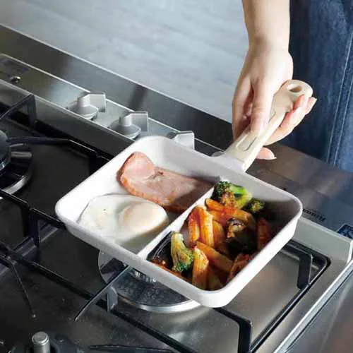 フライパン 卵焼き器 エッグパン 仕切り ダブル焼き ガス・IH対応 ブラック【プラザセレクト】_3