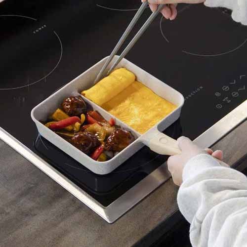 フライパン 卵焼き器 エッグパン 仕切り ダブル焼き ガス・IH対応 ブラック【プラザセレクト】_5