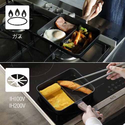 フライパン 卵焼き器 エッグパン 仕切り ダブル焼き ガス・IH対応