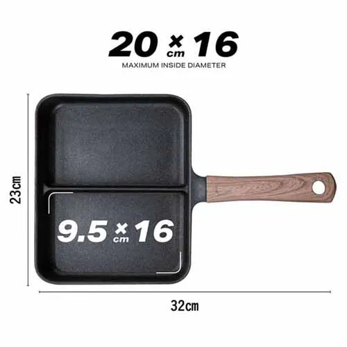 フライパン 卵焼き器 エッグパン 仕切り ダブル焼き ガス・IH対応 ブラック【プラザセレクト】_9