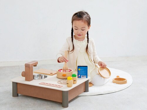 インテリアになじむ日本製ままごとキッチン そらいろ【プラザセレクト】_6