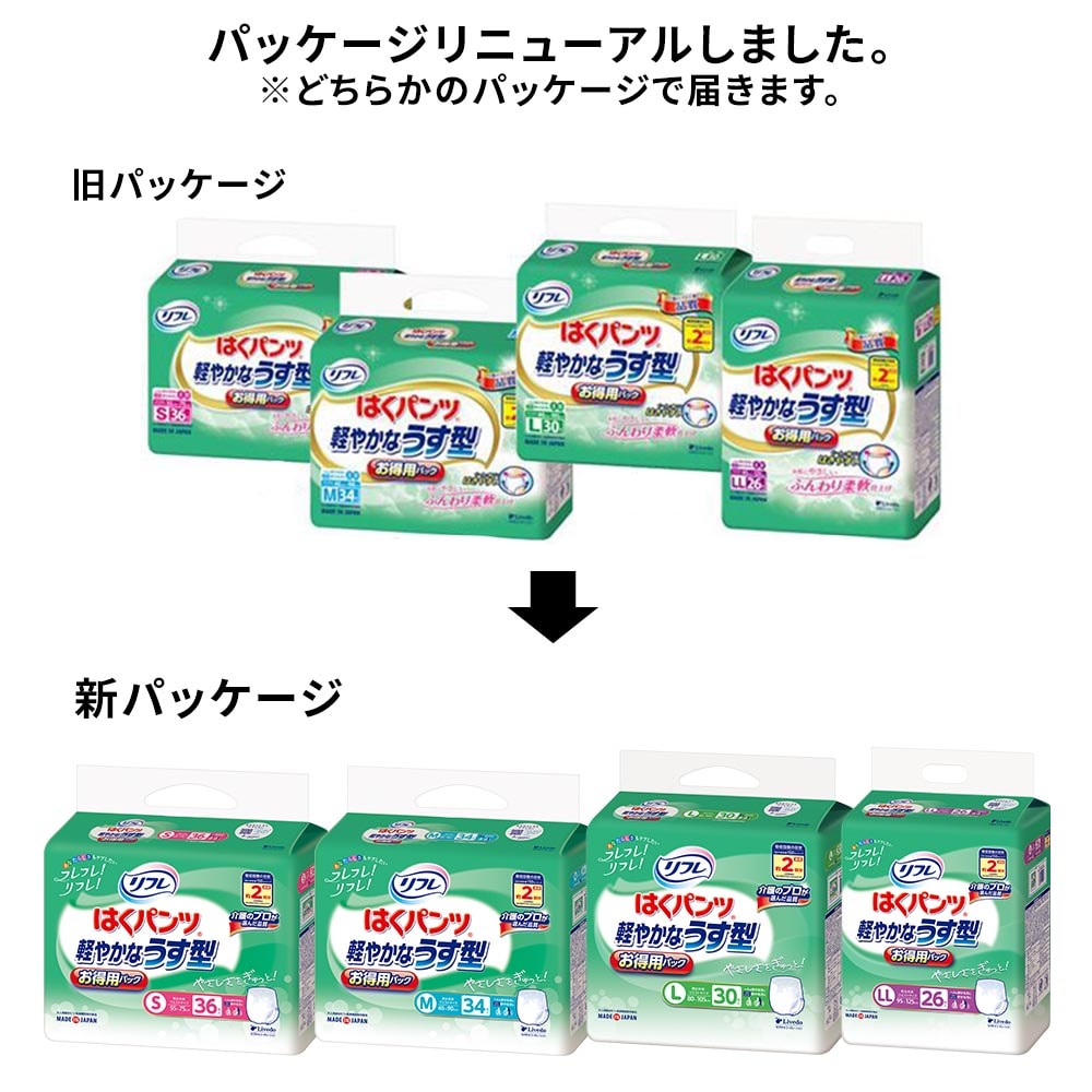 リフレ はくパンツ 軽やかなうす型お得用パック 920212 S 36枚 7272310