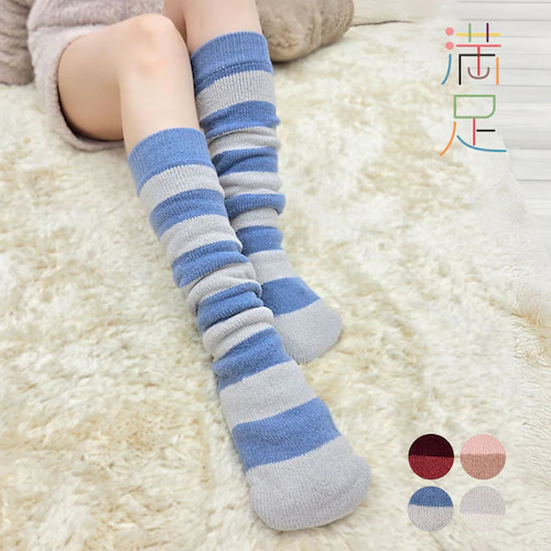 Fukuske スタイリング満足 美温活 おふとん心地 ルームソックス 靴下 ボーダー柄 60cm 防寒対策 22-25cm 4245-88M120 Dレッド【プラザセレクト】_2