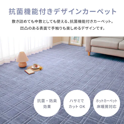 抗菌・防臭加工の平織カーペット シオン 江戸間4.5畳 600098345 ブルー【時間指定不可】【プラザセレクト】_6