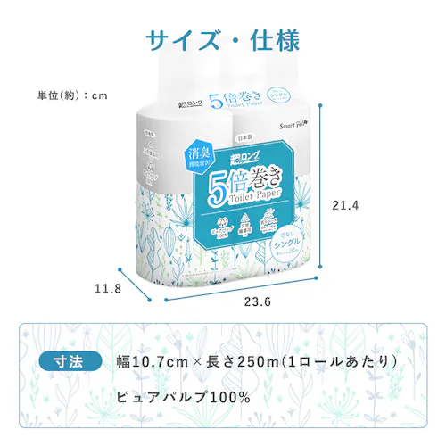 【16ロール】トイレットペーパー 芯なし 5倍巻き パルプ 250m×4ロール×4個セット 【SYCP】_8