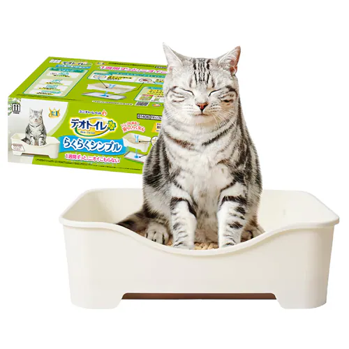ユニ・チャーム デオトイレらくらくシンプル本体セット ナチュラルアイボリー 猫砂 システム_9
