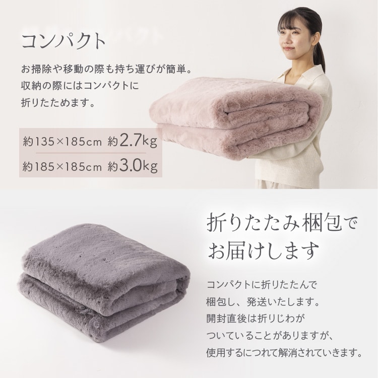 ラビットファーラグ185×185cm ピンク【プラザセレクト】 7275547