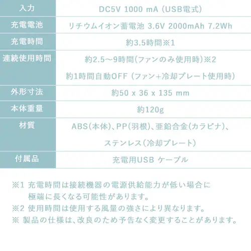 ハンディファン 瞬間冷却 冷却プレート付き iFan Pico Freeze ミント_8