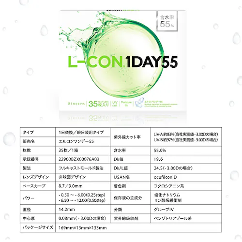 コンタクトレンズ ワンデー エルコンワンデー55 35枚入り VF0000 BC 8.7mm/ PWR −7.00【時間指定不可】【プラザセレクト】【前払い不可】【代引き不可】【同梱不可】_6