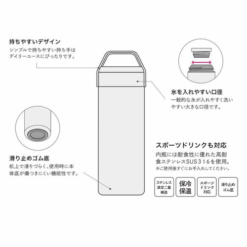 STOS ステンレスボトル 500ml 45323 ベージュ【プラザセレクト】_2