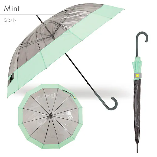 傘 雨傘 クリアアンブレラ 12本骨 小川 52342 ベージュ【プラザセレクト】_4