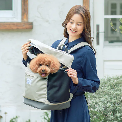 ペットキャリー リュック 耐荷重10s ティーアンドエス PETiCO Hug 3002 カーキ 小型犬 電車 通院 犬 猫_3