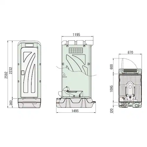 旭ハウス工業 兼用ペダル式 軽水洗便槽付 グリーン AUG-1JN+BC37N 【時間指定不可】【代引き不可】_4