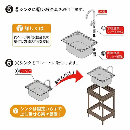 旭興進 人工木ガーデンシンク 小 aks47779 ブラウン【時間指定不可】【代引き不可】_14