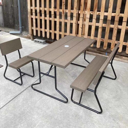 旭興進 人工木 背付きガーデンベンチ用テーブル アッシュブラウン aks-39859【代引き不可】_7