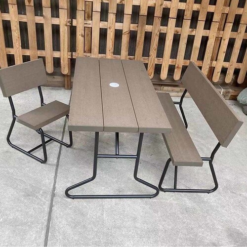 旭興進 人工木 背付きガーデンベンチ用テーブル アッシュブラウン aks-39859【代引き不可】_8