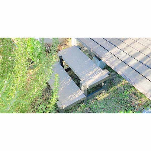 旭興進 人工木手すり付き2段ステップ アッシュブラウン aks39880【代引き不可】_2