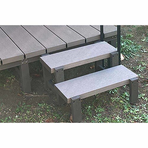 旭興進 人工木手すり付き2段ステップ アッシュブラウン aks39880【代引き不可】_3