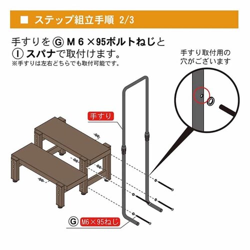 旭興進 人工木手すり付き2段ステップ アッシュブラウン aks39880【代引き不可】_12